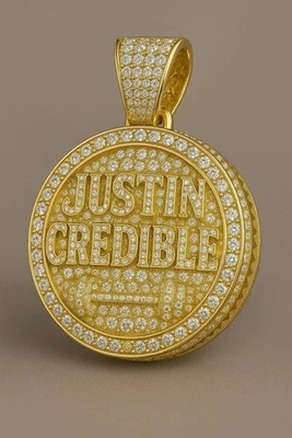 2.60Ct Round Cut Real Moissanite Customize Letter Pendant 14K Yellow Gold Plated