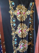 Large Embroidered/Sequins Scarf/Pashimina Wrap Fringed, So Soft, 29"×66"