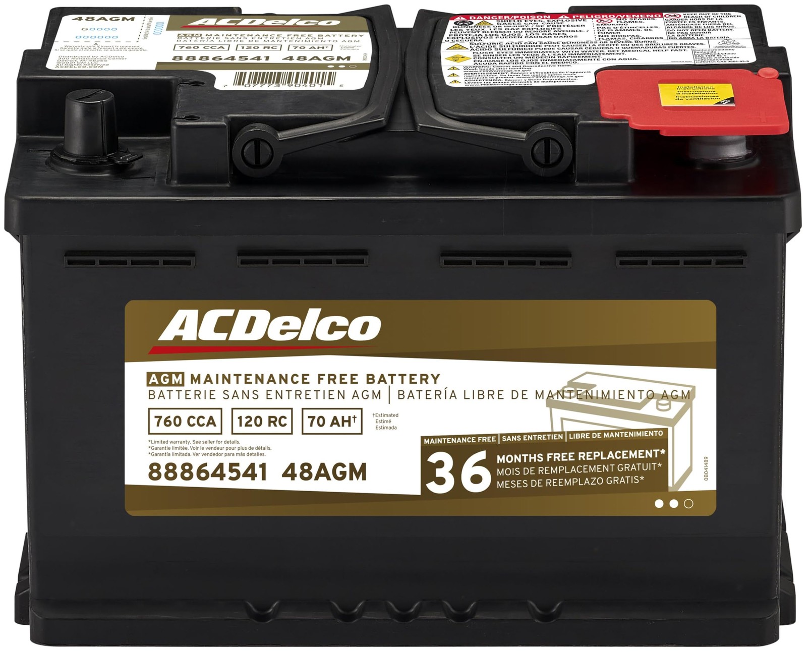ACDelco Gold 48AGM (88864541) AGM BCI Grp 48 Battery w/ 36-Month Warranty-image