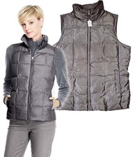 LANDS' END Womens L 14-16 Pewter PREMIUM DOWN PUFFER VEST Zip Up NWOT