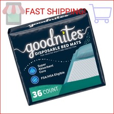 Goodnites Disposable Bed Pads/Bed Mats for Bedwetting, 2.4 x 2.8 ft, 36 Ct 4 Pa