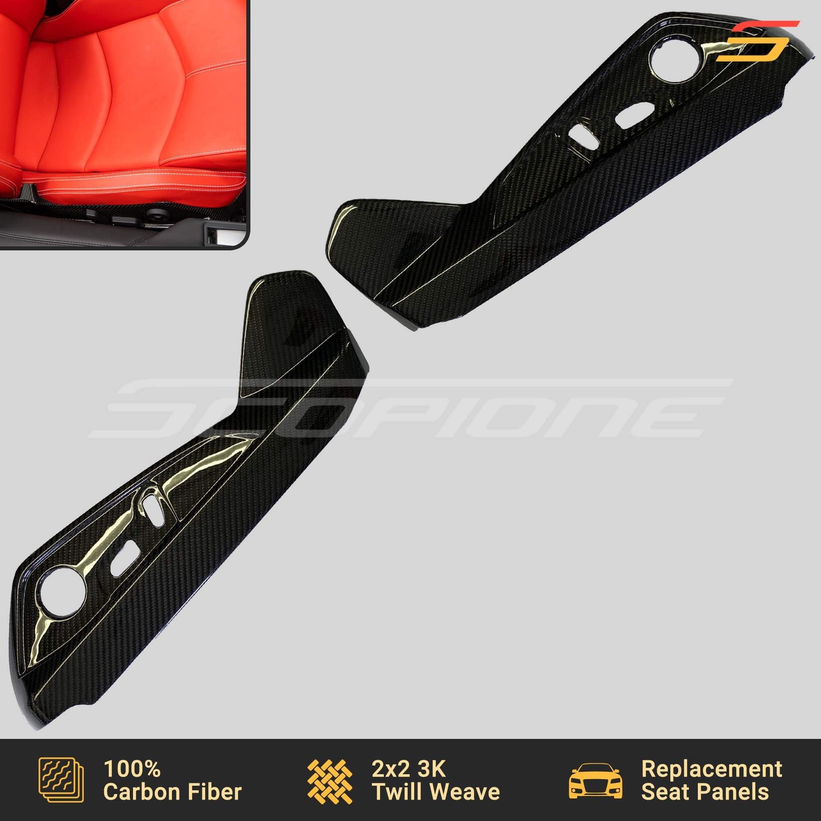 Scopione Carbon Fiber Seat Adjustment Side Covers Trim for Lamborghini Aventador