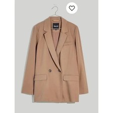 Madewell Dorset Blazer in Cedar Twill Brown Double Breasted XXS NE292