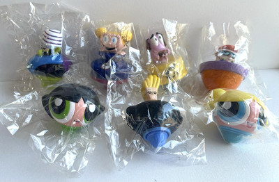 2003 Kellogg s Cereal Spinning Tops Lot of 7 Cartoon Network Dexter's/Powerpuff