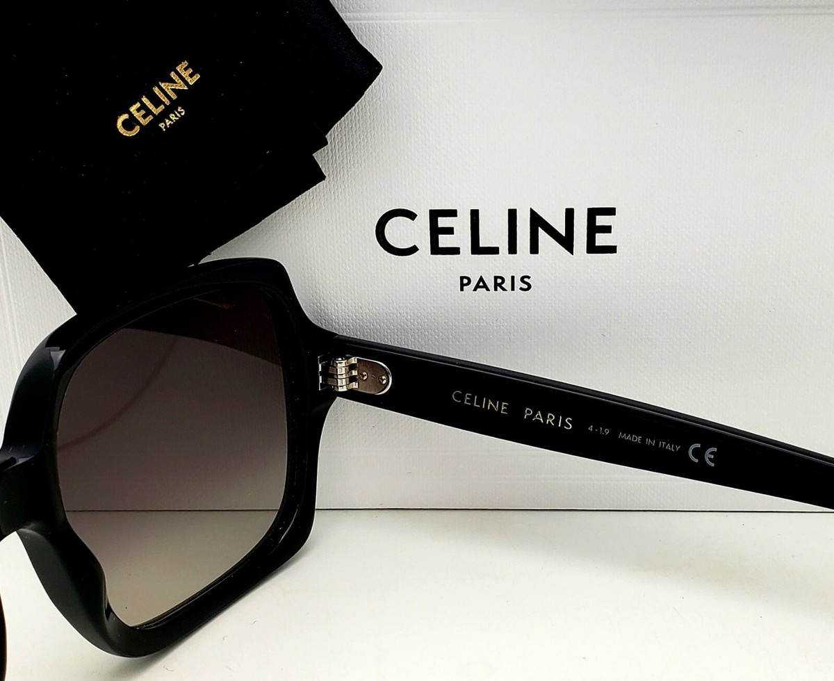 New CELINE Sunglasses CL40074I 01F 59-15 Shiny Black Frames Grey