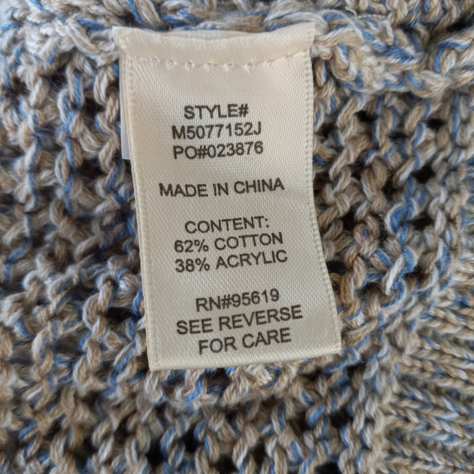 John Paul Richard Pullover Crochet Sweater Women's Size Medium Blue