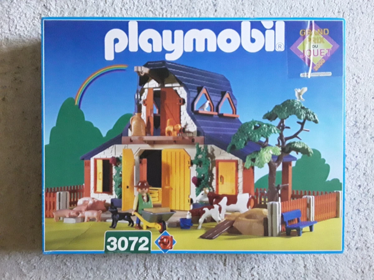 RARE 1999 PLAYMOBIL 1 2 3 BARN FARM ANIMALS PLAYSET 6804 NEW SEALED DAMAGED BOX