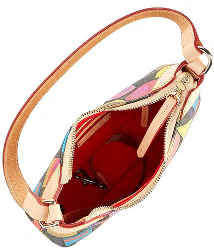 Dooney Bourke Art Deco Luna Small Shoulder Hobo Bag Black Multicolor New - Picture 7 of 7