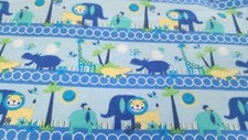 Jungle Animals Flannel Baby Animals Cotton Border Stripe Mook BY the Yard