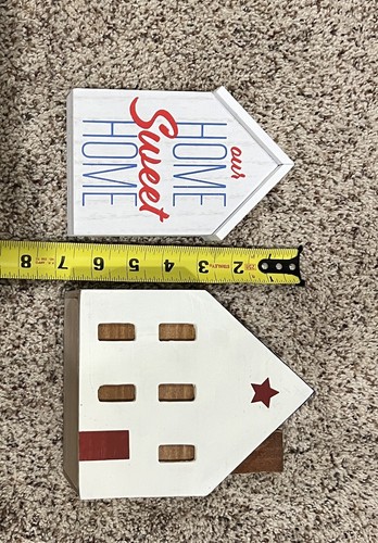 Decorative Red White And Blue Wooden Houses “Our Home Sweet Home” - Picture 4 of 7