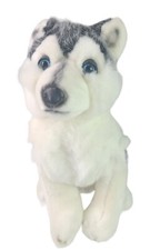 Siberian Husky Wolf Puppy Dog Plush 13.5" Blue Eyes Stuffed Animal Juans Corp