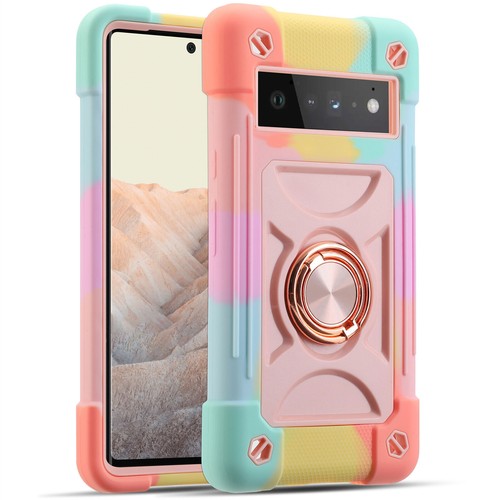 For Google Pixel 6 Pro Protective Magnetic Hybrid Metal Ring Stand Rugged Case - Picture 8 of 28