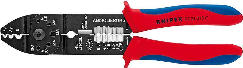 Pinza Knipex 97 21 215 C per Crimpare e Spelare Cavi Elettrici 0.5-6mm