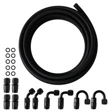 6AN Fuel Line Kit 20FT Nylon CPE Braided Oil Fuel Line 10 PCS Swivel Hose End