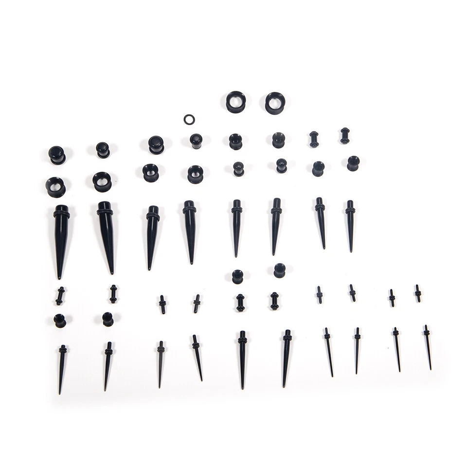 Kit de estiramiento de oreja de 50 piezas 14G-00G medidores de oreja cónicos tapones túneles juego expansor Foto 4 de 4
