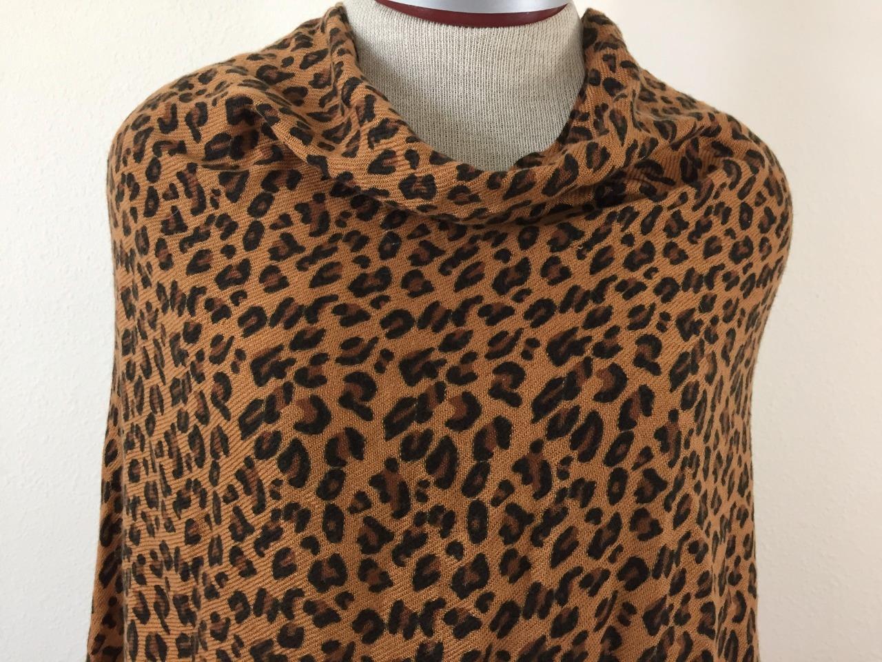 Shawl scarf poncho with neck hole brown 