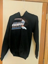Denver Broncos 1998 AFC Champions Logo 7 Black Vintage Hoodie Size Large