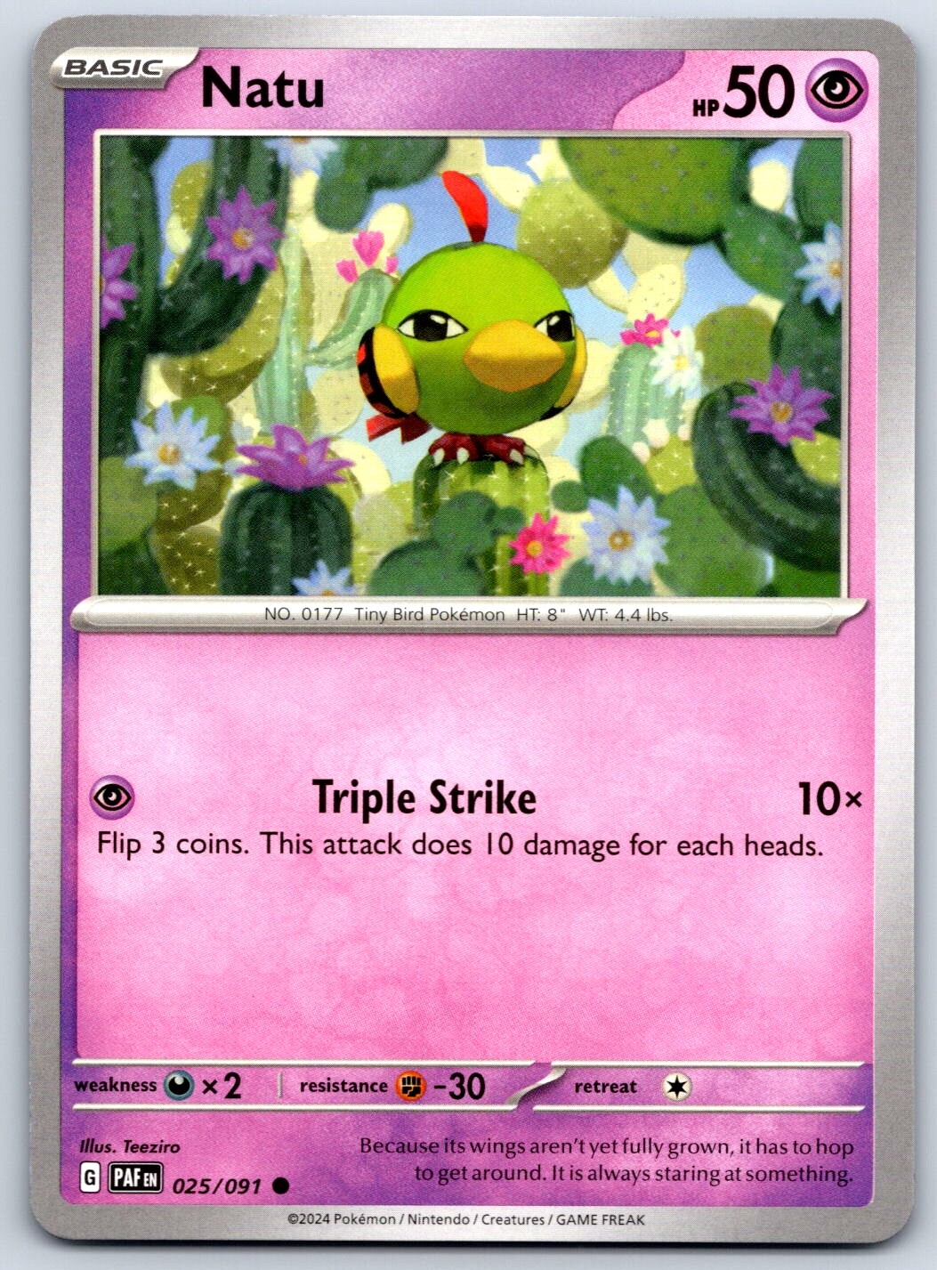 Natu - Paldean Fates PAF EN 025/091 Pokemon TCG Card NM