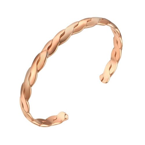 Stainless Steel Women Antique Fried Dough Twist Open Bracelet Rose Gold Jewelry - Picture 1 of 9