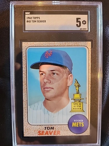 🔥🟦Tom Seaver🟦🔥 1968 Topps #45 SGC 5 1st Solo Card Rookie Cup Mets