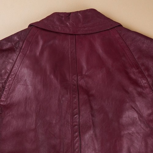 Vintage Dimitri of Italy Custom Tailor Men's Red / Burgundy Long Leather Coat - Picture 15 of 24