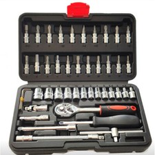 SET 46 PZ CHIAVI ATTREZZI BUSSOLA CON TESTA SNODABILE VALIGETTA RIPARA CASA SC0