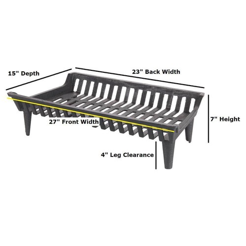 Liberty Foundry Fireplace Grate 27" W Cast Iron Heavy Duty 4 in. Clearance Black - Picture 4 of 5