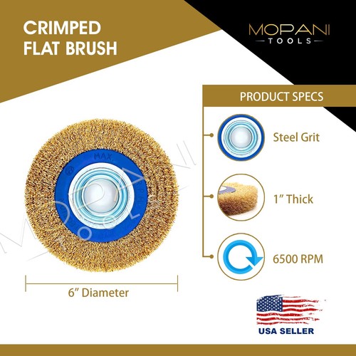 2Pcs 6" INCH ROUND BRASS WIRE BRUSH WHEEL FOR BENCH GRINDER | RUST/PAINT REMOVAL - Picture 3 of 10