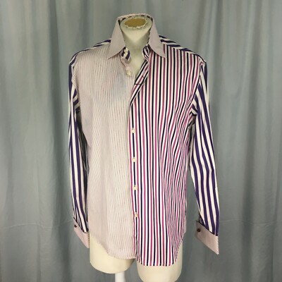 Ben Sherman Special Brew Purple Pink Stripe Medium NWTs French Cuffs Carnaby Fit