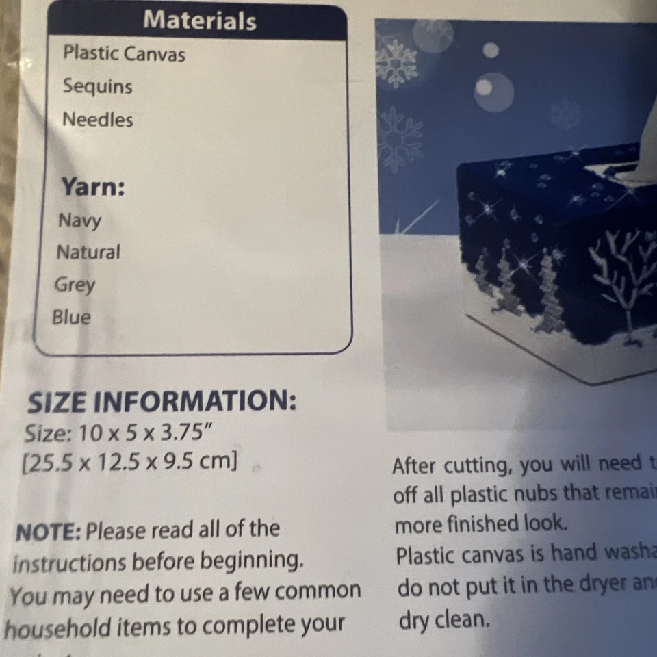 Mary Maxim Noche estrellada plástico lona pañuelos caja cubierta plástico lona kit raro Foto 3 de 4