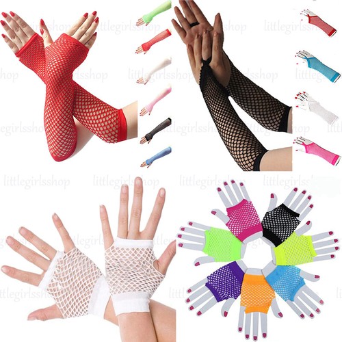 Colour Women Lace Mesh Fishnet Gloves Sexy Prom Costume Party Fingerless Mittens - Afbeelding 1 van 37