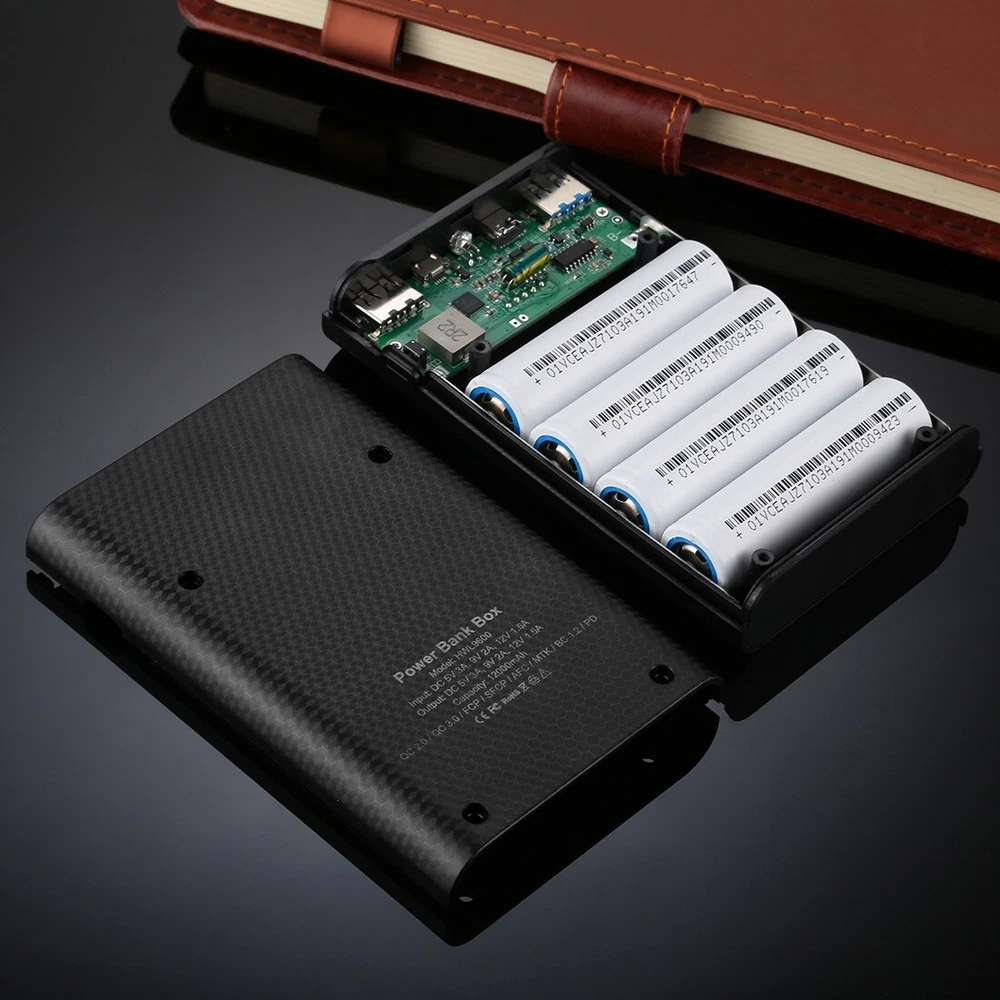 Power Bank Battery Shell Case for 18650 4 slots DIY Detachable USB Charging Box