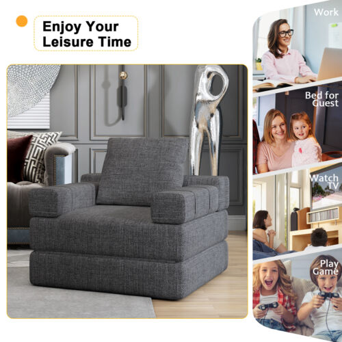 Modern Single Sofa Chair Convertible Sofa Bed Couch For Living room Bedroom - Picture 3 of 11