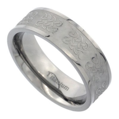 Titan 7 mm flach bequeme Passform Ehering Ring keltisches Knotenmuster Größe 7 bis 14