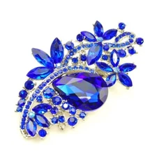 Large Royal Blue Crystal rhinestone Brooches bridal brooch Pin Gift