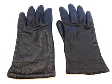 DESIGNER LADIES BLACK LEATHER WINTER GLOVES ACRYLIC LINING SIZE XL 7.5 