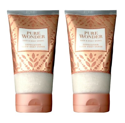 Lot of 2 Bath & Body Works PURE WONDER Exfoliating Glow Body Scrub 8 oz New