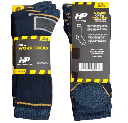 3-6 LONG REINFORCED WORK SOCKS WHITE GRAY BLACK NAVY FULL CUSHION COTTON SOCKS - Picture 3 of 17
