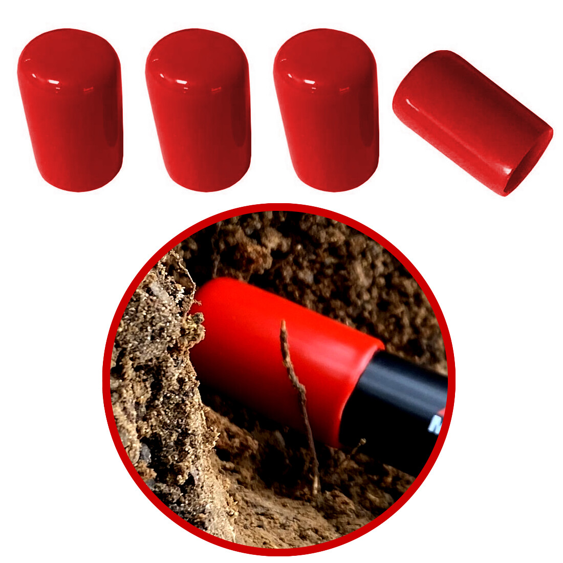 ボンボネロ　レッド　シリコン 4 RED Pinpointer Cap Tip Protector - Fits Minelab Pro-Find 40, 35