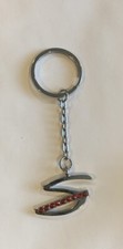 Silver Tone Letter S Initial Red Rhinestones Keychain