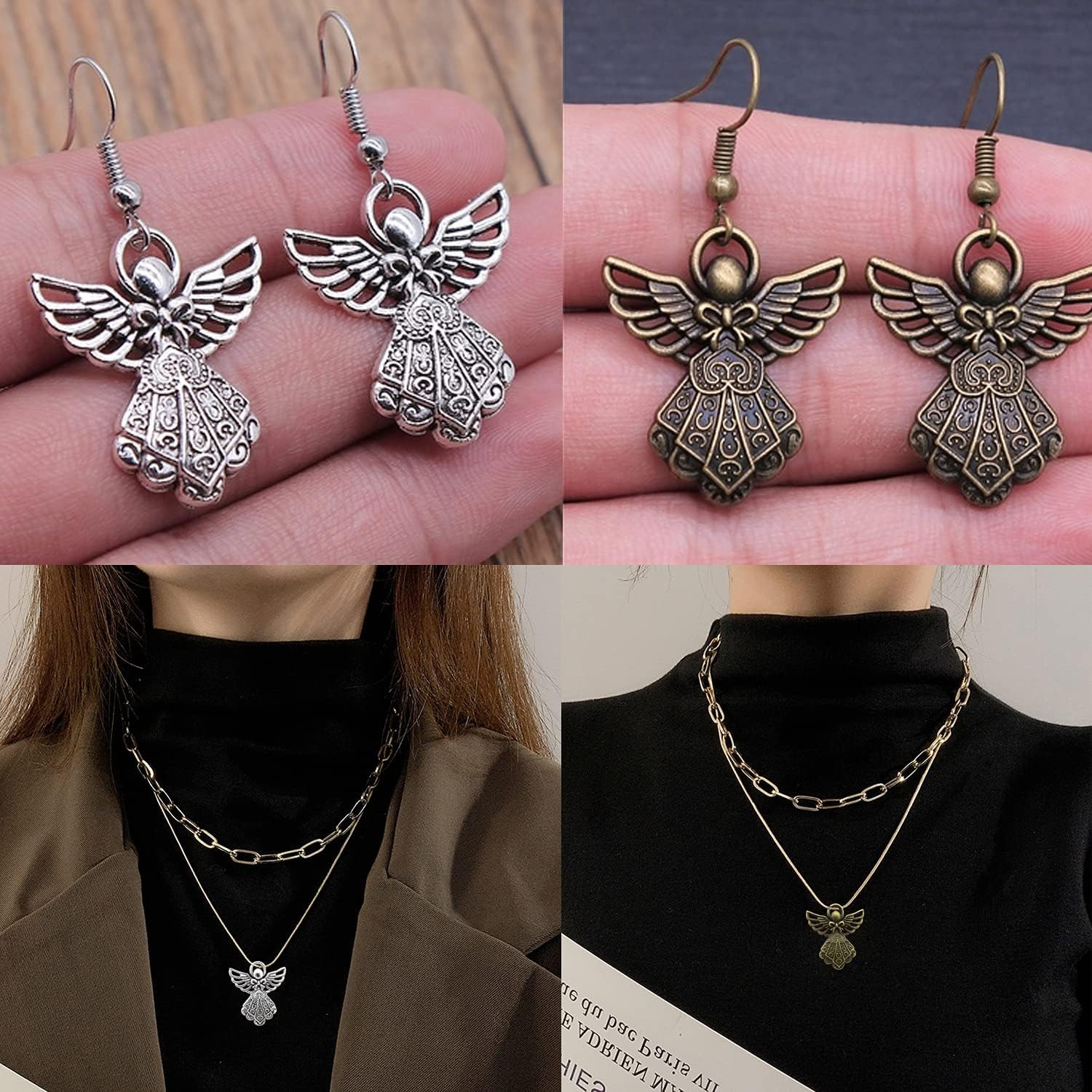 40PCS Antique Alloy Angel Charms Pendant Angel Ornaments for Necklaces, Bracelet