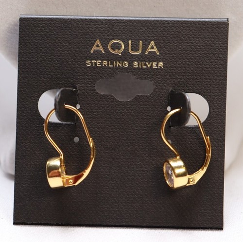 Aqua Gold over .925 Sterling Silver Cubic Zirconia Leverback Drop Earrings $55