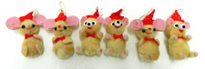 LOT 6 VINTAGE FELT ORNAMENTS MICE MOUSE CHRISTMAS