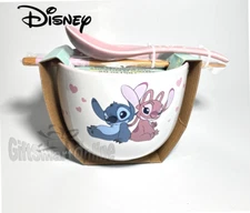 Disney Lilo & Stitch Ceramic 20oz Bowl Chopsticks & Spoon - Ramen, Rice, Dessert