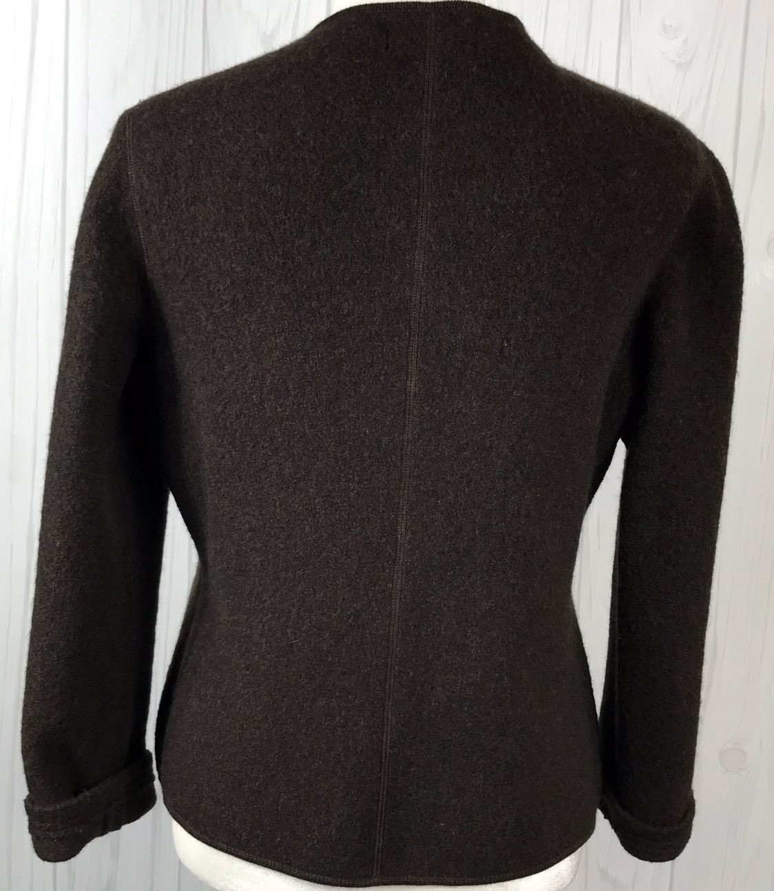 Wool Button Front Blazer Jacket Collarless Women'… - image 2