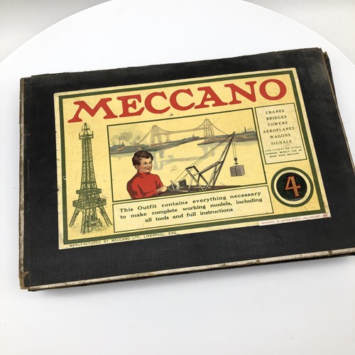 Raro Juego de Construcción Meccano 1914/1915 De Colección Nº Caja de madera de 4 pulgadas con instrucciones