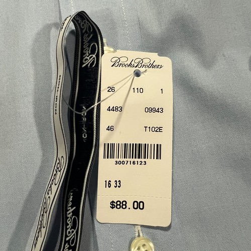 NUEVA Camisa de Vestir Brooks Brothers Manga Larga Botón Para Hombres 16/33 Azul Ajustada Nueva con Etiquetas - Imagen 4 de 7