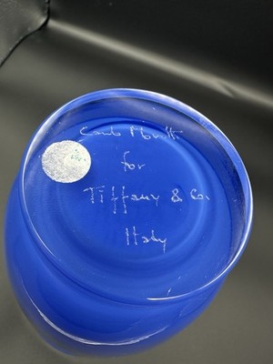 Tiffany & Co by Carlo Moretti Blue Vase Signed Mint 9