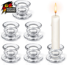 Glas Kerzenhalter Set für Stabkerzen 6 Stück dekorativ transparent für Hochzeit 
