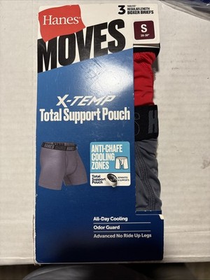 Hanes Moves X-Temp Total Support Pouch Trunks 3 Pack Small Anti Chafe